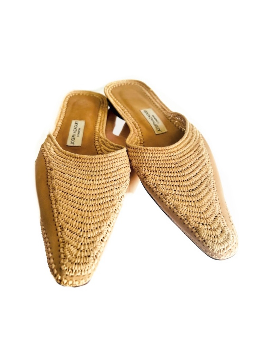 Joseph Azagury London Rafia Natural Slides Handmade Made in Italy Size EU 38